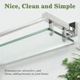thumbnail image 6 of Bathroom Glass Shelf with Stainless Steel Railing, Polished Chrome Small Tempered Glass Floating Wall Shelf Over The Toilet, 16 inch, 6 of 15