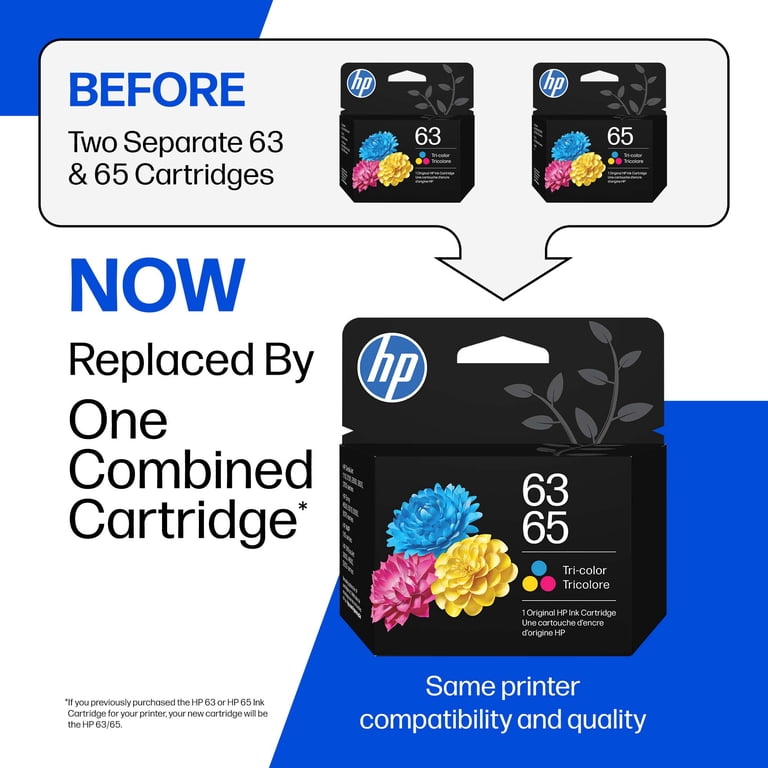 HP 63 & HP 65 are now One Cartridge, HP 63 / HP 65 Tri-Color Ink