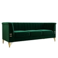 thumbnail image 6 of Modern Tufted Velvet Sofa with Scroll Arm and Back, Living Room 3-Seater Sofa Couch, Green, 6 of 8