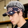thumbnail image 5 of 4th of July Independence Day Mens Visor Hats with Spiked Wig Novelty Adjustable Baseball Golf Cap with Fake Hair, 5 of 5