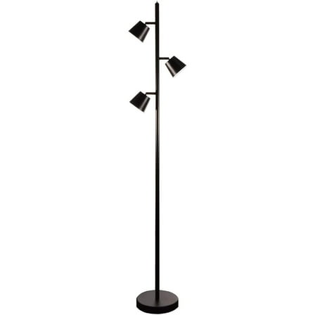 Homestock Antique Modern Modern 3-Light Adjustable Floor Lamp for Living Room, Office or Bedroom - 3000K - 61.5'' - Matte Black Finish