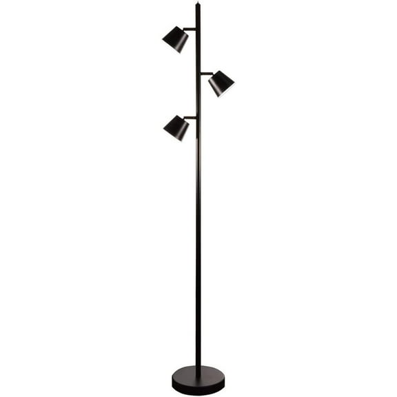 Homestock Antique Modern Modern 3-Light Adjustable Floor Lamp for Living Room, Office or Bedroom - 3000K - 61.5'' - Matte Black Finish