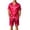 Red, variant on Mens Pajama Set, Short Sleeve Button Front Open Chest Pocket Tops and Dual Side Shorts Solid Color Sleepwear Nightwear Pink S