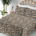 thumbnail image 3 of Ambesonne Garden Fitted & Flat Sheet with Shams 4 Pcs Set, Monochrome Botanical Pattern, Calking, Pastel Brown and Dark Indigo, 3 of 5