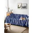 thumbnail image 3 of Vintage Wave Lines Couch Cover for 2 Cushion Couch, Classic Minimalist Striped Navy Blue Washable Love Seat Sofa Covers Slipcover, Throw Sofa Covers for Pets, Furniture Protector 71"x102", 3 of 9