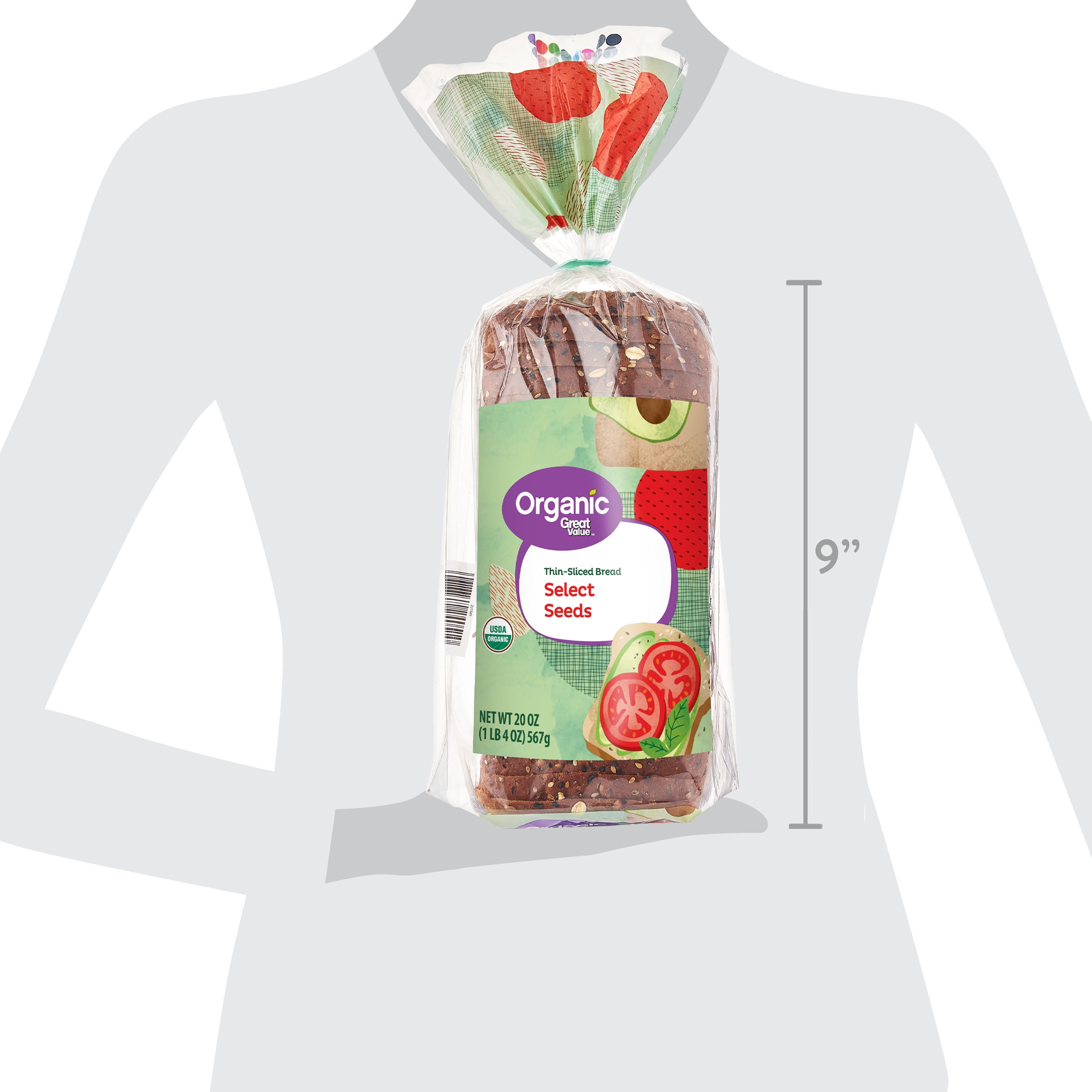 Great Value Organic Thin-Sliced Select Seeds Bread, 20 oz