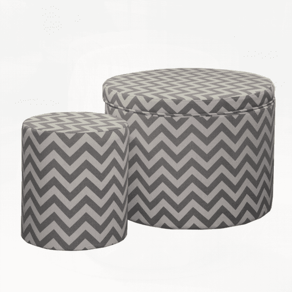 17.35" Tall Storage Ottoman with 1 Seating & Chevron Design | Adaptable to Any Room