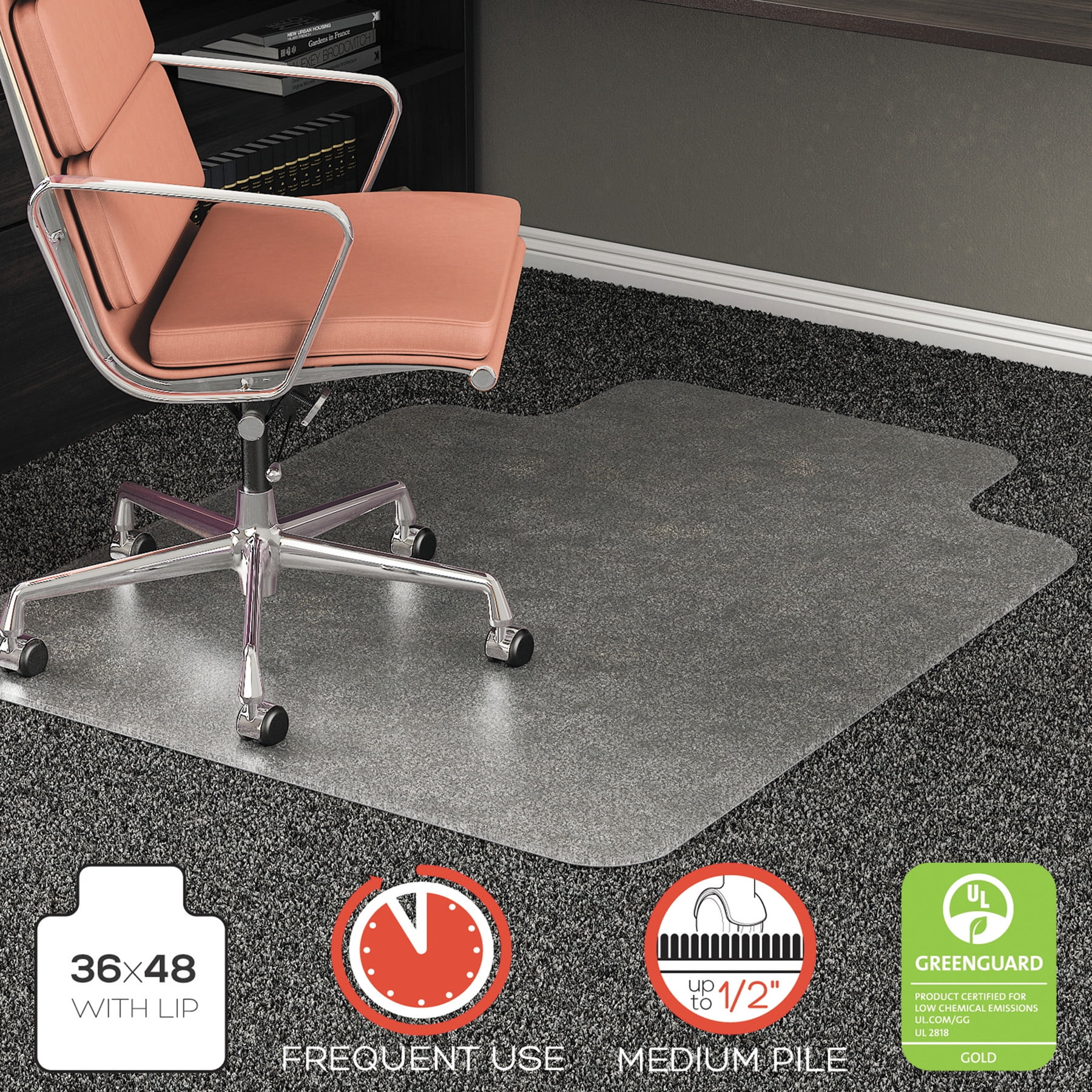 Deflecto Rollamat Frequent Use Chair Mat For High Pile Carpet