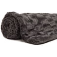 thumbnail image 4 of Chanasya Super Soft Fuzzy Faux Fur Elegant Rectangular Embossed Throw Blanket | Fluffy Plush Sherpa CozyGrey Microfiber Blanket for Bed Couch Living Room Fall Winter Spring (50" x 65") - Dark Grey, 4 of 10