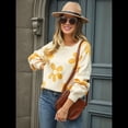 thumbnail image 4 of Suéter de Mujer de Otoño, Larga, Cuello Redondo, Jersey de Punto de Gran Tamaño, Tops Casuales con Estampados. Albaricoque XL, 4 of 10