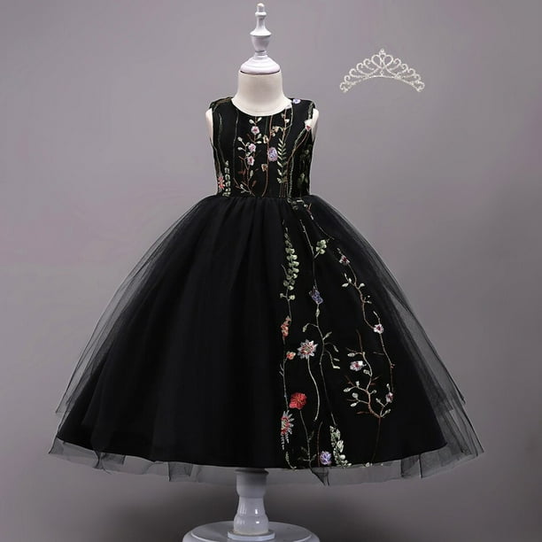 Formal adolescente niños vestido de noche para niñas niños traje bordado flor boda vestido de fiesta niña princesa vestidos 4-14Y6-7T (etiqueta 130) Gao Jinjia LED