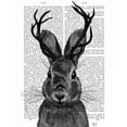 thumbnail image 2 of Fab Funky 26x32 Black Ornate Wood Framed with Double Matting Museum Art Print Titled - Jackalope with Grey Antlers, 2 of 4