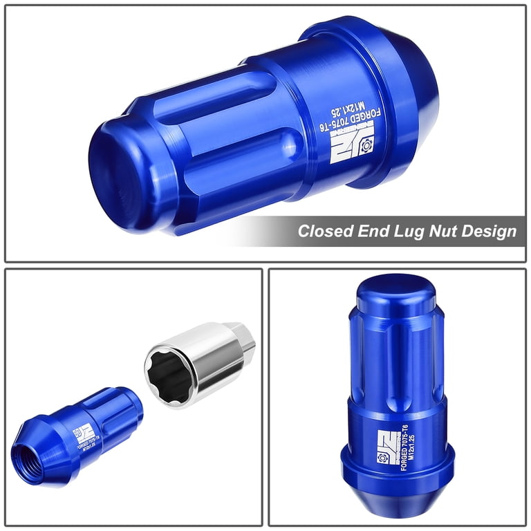 J2 Engineering 20Pcs Blue M12 x 1.25 Lug Nuts Closed End Aluminum