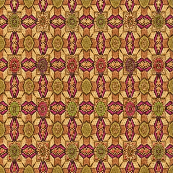 Ahgly Company Machine Washable Indoor Square Transitional Yellow Area Rugs, 7' Square