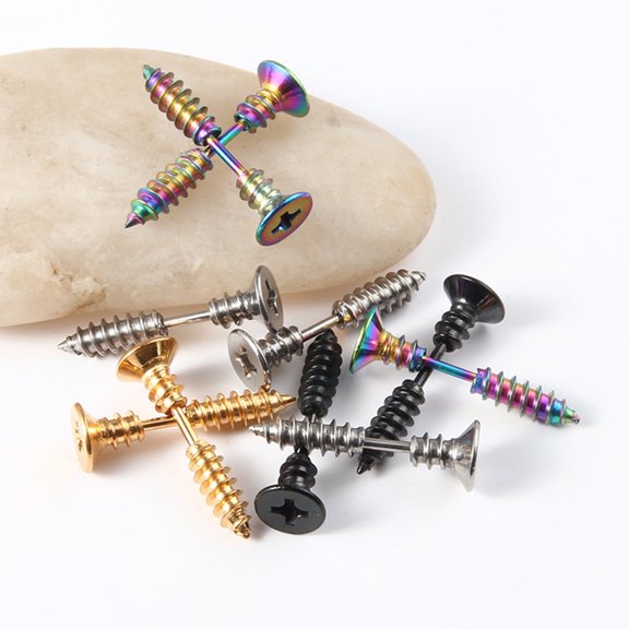 Soumake Funny Screw Shape Ear Studs Cool Double-Sided Earrings Fashion Jewelry Gift Fashion
