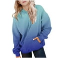 thumbnail image 2 of Thetops Big Girls 11T Blue Ombré Hoodie - Stretchy, Durable, Machine Washable with Kangaroo Pocket, All-Season for Daily & School Wear, 2 of 9