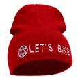 thumbnail image 4 of Let's Bike Embroidered Acrylic Short Beanie - Red OSFM, 4 of 5