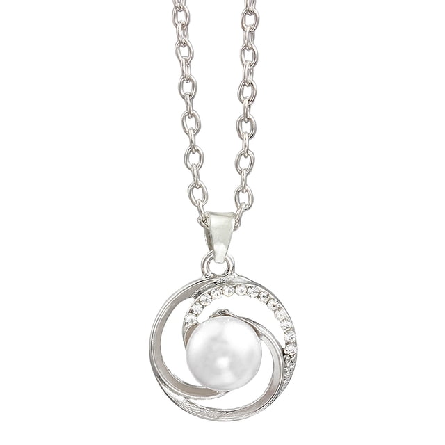 MasteelfCA 1Pc Flower Pearl Pattern Necklace Silver Short Simple Beautiful Decorative Metal Necklace for Woman(Silver)
