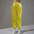 thumbnail image 4 of XIAONU Women's Holographic Metallic Joggers Elastic Waist Ruched Trousers Shiny Party Performance Bottoms Gold, 4 of 4