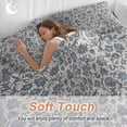 thumbnail image 3 of Blue Floral Full Size Comforter Set, Vintage Spring Flower Bohemian Blue Flowers Leaf Bedding for All Seasons, 4 Pcs Bed Set, 1Quiltcover (86"x86") ,1Sheet(80"x116"), 2Pillowcases (30"x20"), 3 of 9
