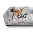 thumbnail image 3 of Coffee Art Soft Flannel Fleece Blanket, Drink Beverage Inspirational Phrase with Deer Big Antlers Nature, Cozy Plush for Indoor and Outdoor Use, 60" x 80", Burnt Sienna Black White, by Ambesonne, 3 of 6