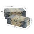 thumbnail image 4 of DecMode Handmade Mosaic Storage Blue Mother of Pearl Shell Decorative Box with Hinged Lid, 2 Count, 4 of 12