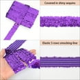 thumbnail image 3 of Elastic Sequin Trim, 1.9 Inch 5 Row Flat Glitter Paillette Sequin Ribbon, Bling Fabric DIY Metallic Stretch Sequin Strip, 11 Yards, Purple, 3 of 5