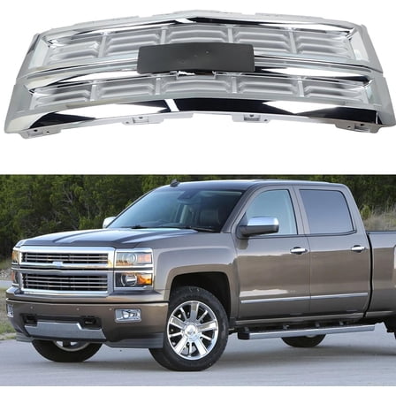 Labwork Black Grille Front Bumper Chrome Frame Replacement for 2014-2015 Silverado 1500