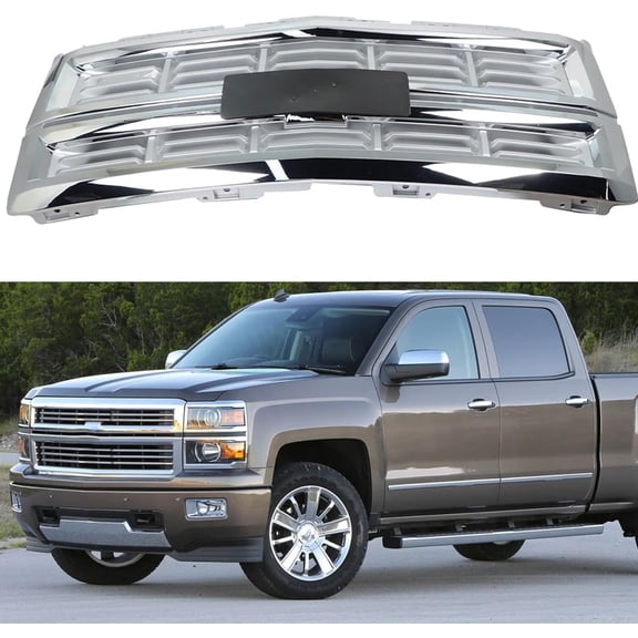 Labwork Black Grille Front Bumper Chrome Frame Replacement for 2014-2015 Silverado 1500