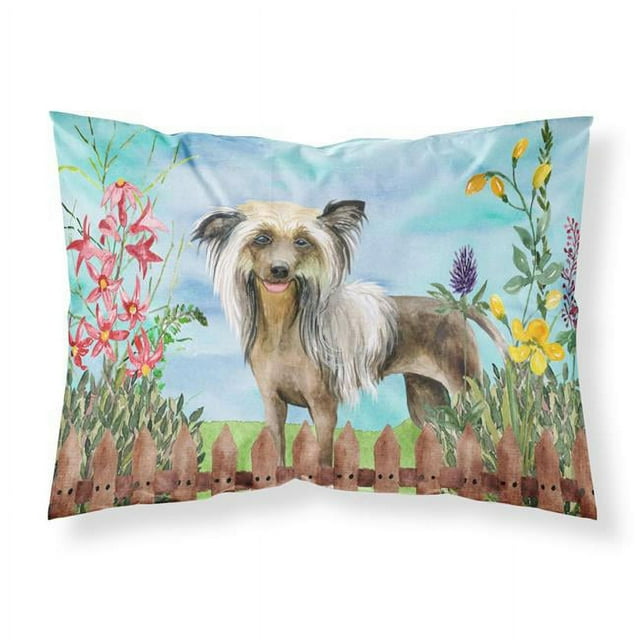 Carolines Treasures CK1221PILLOWCASE Chinese Crested Spring Fabric Standard Pillowcase