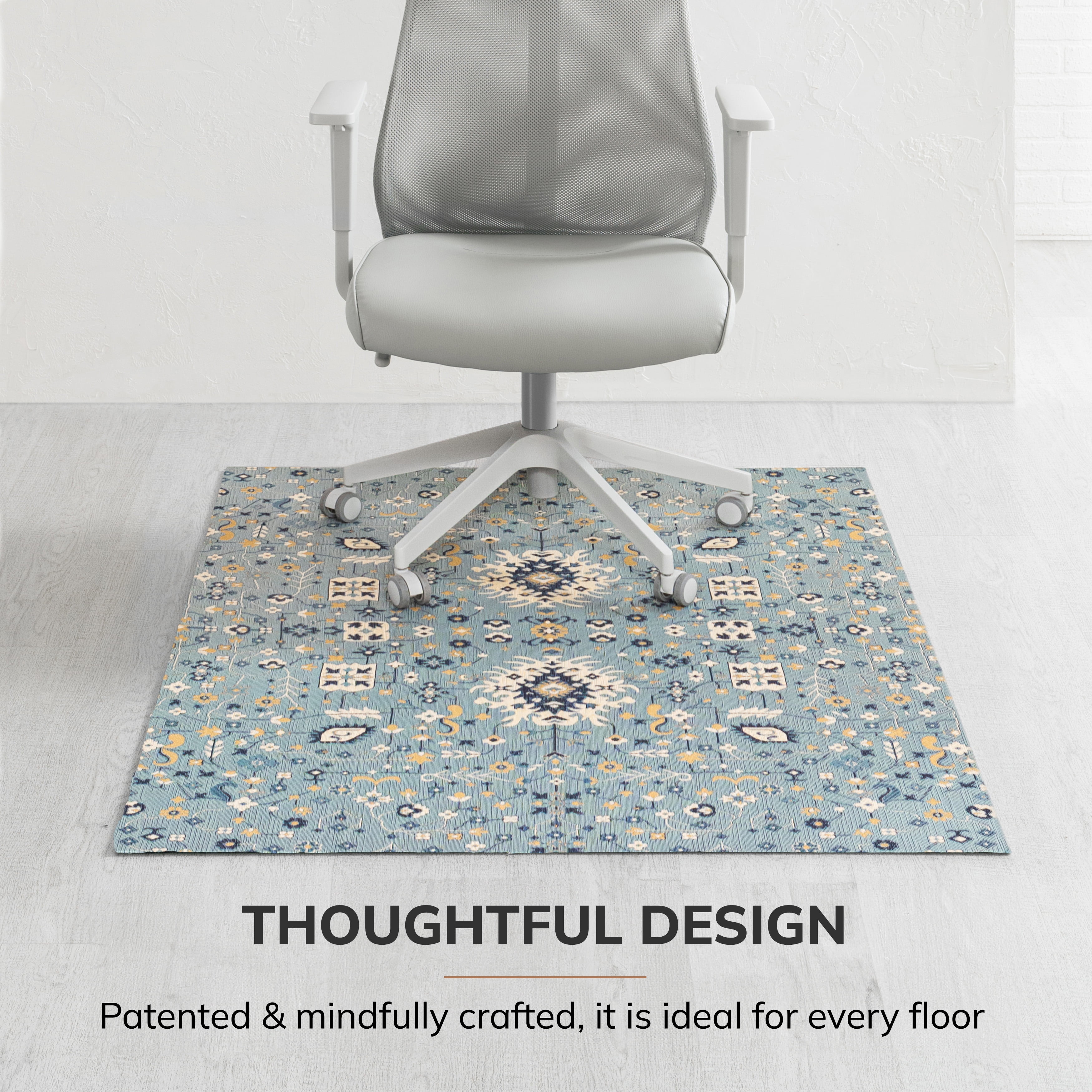 40" x 54" Tabriz Blue & Beige 1/4" Rug’d Chair Mat™