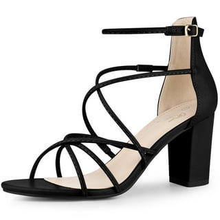 Black strappy heels 3.5 inch hot sale
