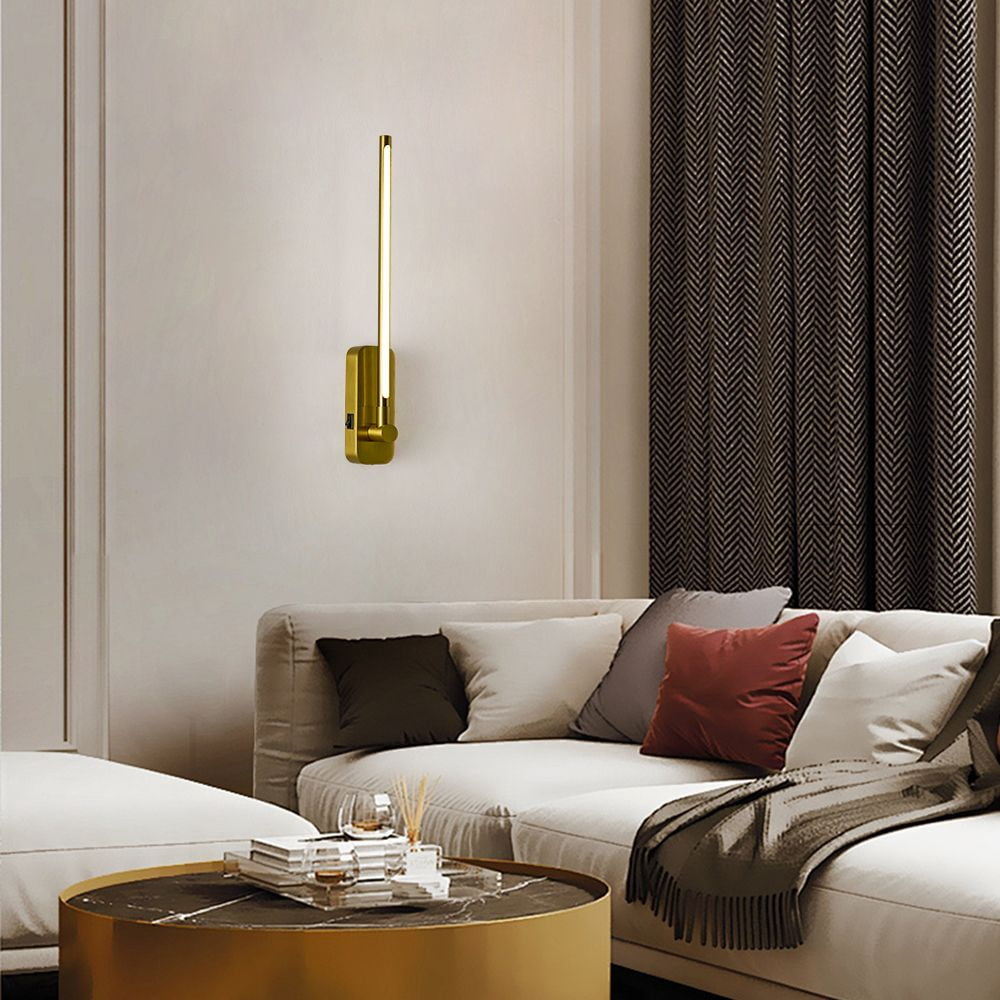 VBattery Operated Wall Sconces with Remote, Rechargeable Magnetic Wireless LED Picture Lights, 3-Color Dimmable Swing Arm Brass Gold Wall Light for Bedroom, Hallway (2 Pack)