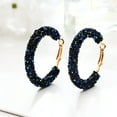 thumbnail image 2 of Ayyufe Women Rhinestone Inlaid Geometric Big Round Drop Hoop Earrings, 2 of 7