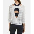 thumbnail image 3 of Splendid Women's Sheer Stripe Draped Cut-Out 3/4 Sleeve Activewear Fitness Top, 3 of 11