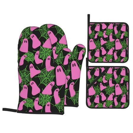 

Oven Mitts and Pot Holders Sets 4 pcs hw_62 Non-Slip Oven Gloves Potholders Soft Quilted Lining Heat Resistant Gloves Hot Pads for Kitchen Cooking Baking