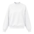 thumbnail image 3 of SSCMYXG Women’s Solid Mock Neck Raglan Sleeve Sweatshirt Long Sleeve Loose Fit No Hood Casual Pullover for Fall Winter White L, 3 of 3