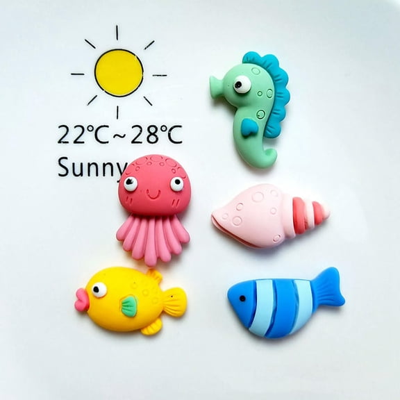 U8MO 20pcs Flatback Resin Cute Ocean Animals Slime Charms Cabochon Embellishments DIY