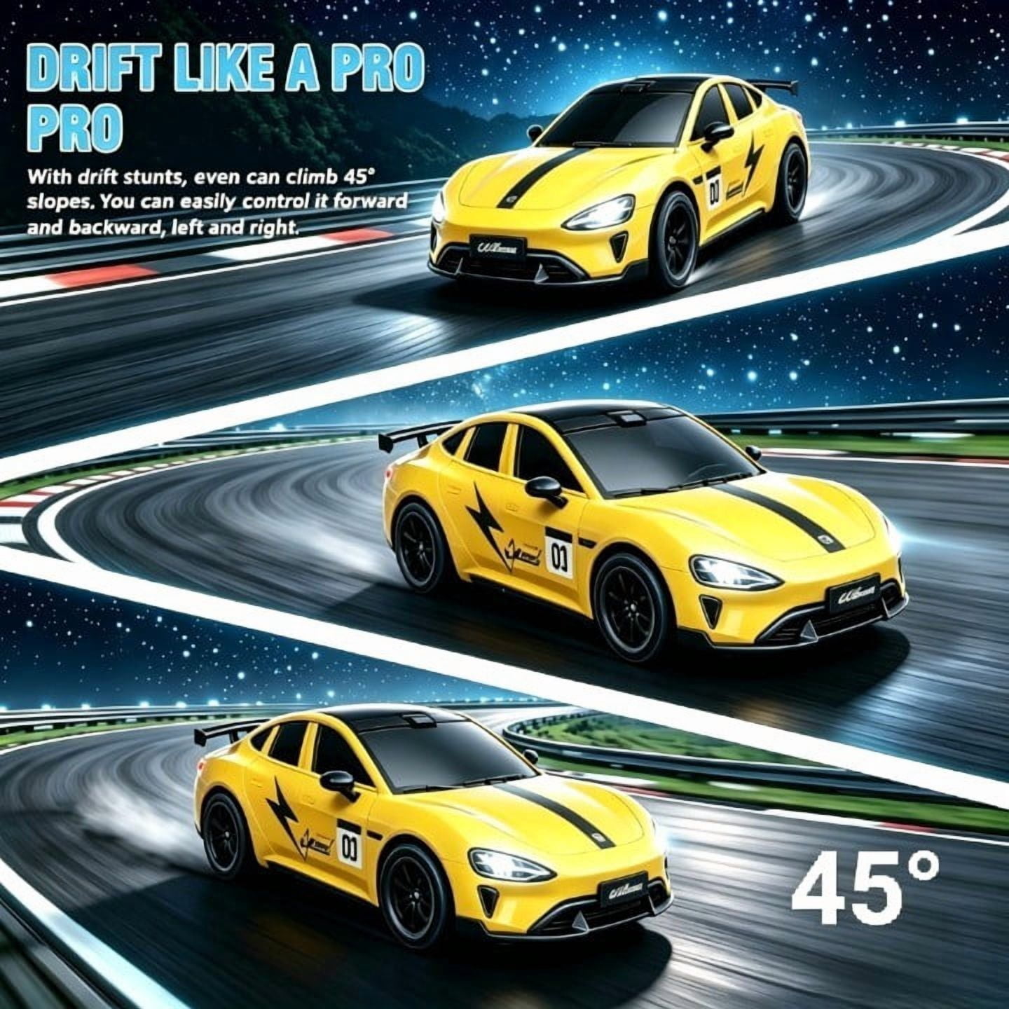 KIVDIT 1:24 Rc Cars,2.4 Ghz Variable Speed Remote Control Car with LED Lights,Outdoor Toys for Kids Age 4-8