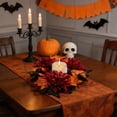 thumbnail image 5 of Fall Halloween Decoration for Home Indoor Outdoor Clearance Under $5.00!Halloween Autumns Harvests And Thanksgiving Table Decoration And Artificial Sunflower And Maple Leaf Candle Ring/Wreath, 5 of 6