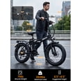 thumbnail image 6 of ESKUTE D300D Electric Bike for Adults, Foldable Ebike, 750W Motor, 20MPH, 48V 20.8Ah Battery, 20"x4.0" Fat Tires, 80-Mile Range, 7-Speed, NFC Unlock Black, UL2849, 6 of 6