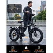 ESKUTE D300D Electric Bike for Adults, Foldable Ebike, 750W Motor, 20MPH, 48V 20.8Ah Battery, 20x4.0 Fat Tires, 80-Mile Range, 7-Speed, NFC Unlock Black, UL2849
