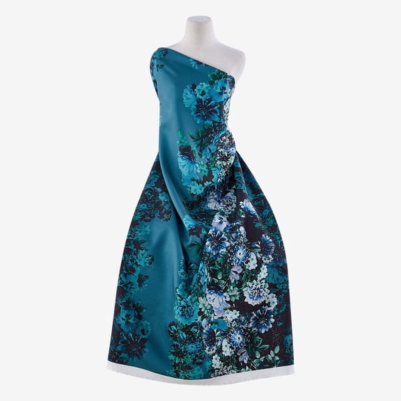 Zelouf Zs1808P Print On Mikado  , Sewing, DIY, Crafts Fabric by the Yard, 974 Green/blue, 3 Yard