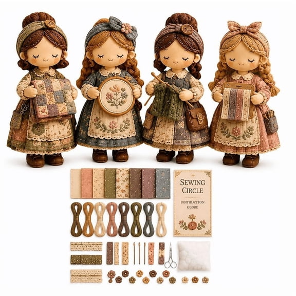 Tiny Worlds Collection Patchwork DIY Kit, Felt Doll Sewing Craft, Includes All Materials, fairy patchwork diy collection, Portable sewing supply set for indoor crafting E