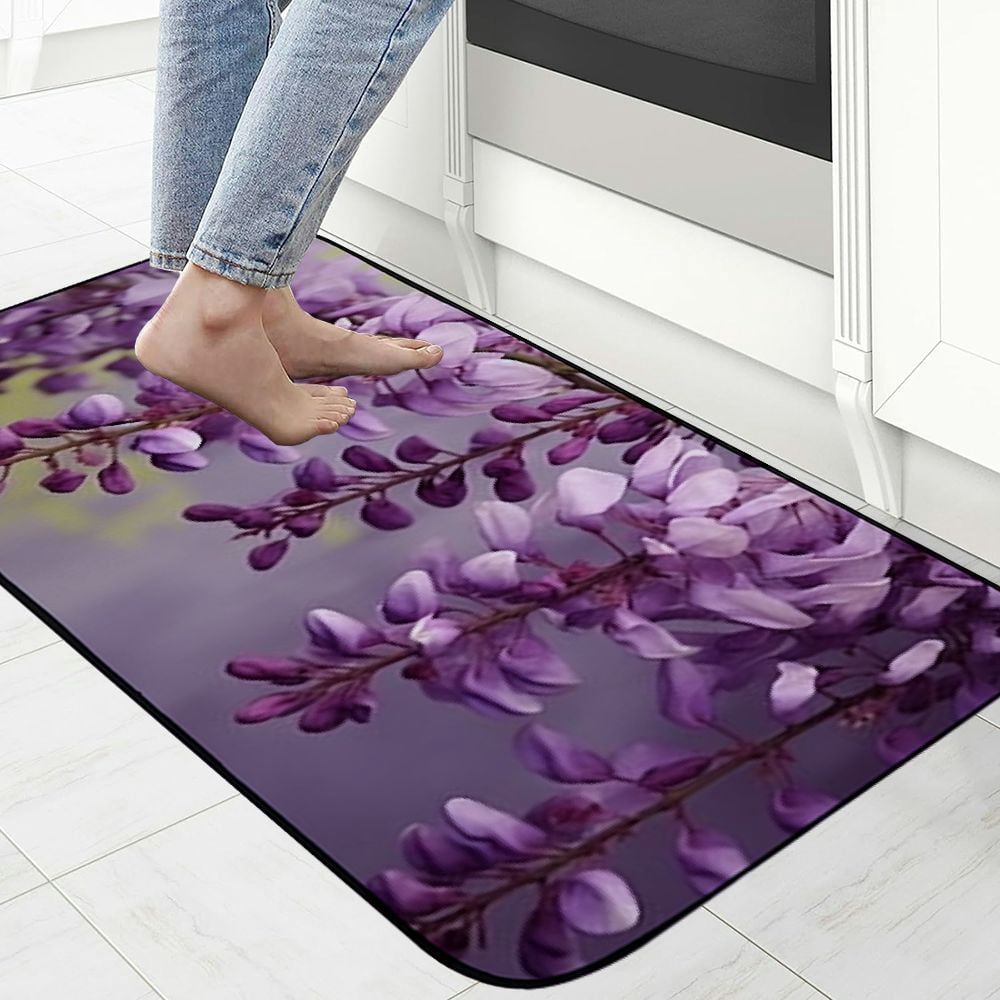Qinduosi Decorative Door Mat, Door Mat with Non-Slip Rubber Backing, Easy Cleaning, Traps Dirt, for Entry, Patio, Garage - Wisteria Purple Spring Flower Nature 19.68*47.24 in