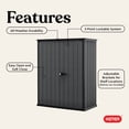 thumbnail image 5 of Keter Cortina Alto Vertical Durable Resin Outdoor Storage Shed with Heavy Duty Floor and Locking Latch Double Doors, Graphite, 5 of 15