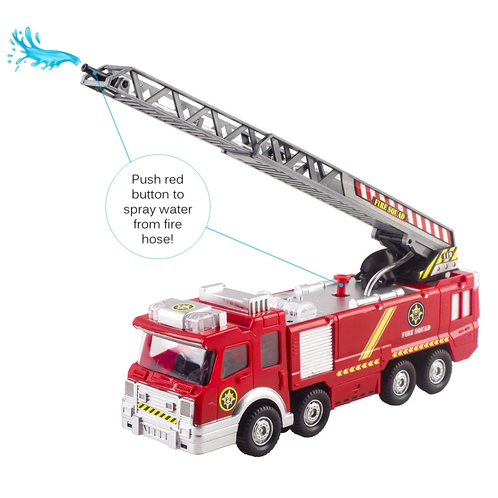 toy fire truck that shoots water
