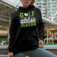 thumbnail image 2 of Golf Is My Favorite Season Quote with a Ball, Golf Player, Golfing or Golfer Themed Merch Gift, Black Hooded Sweatshirt or Hoodie, Small, 2 of 5