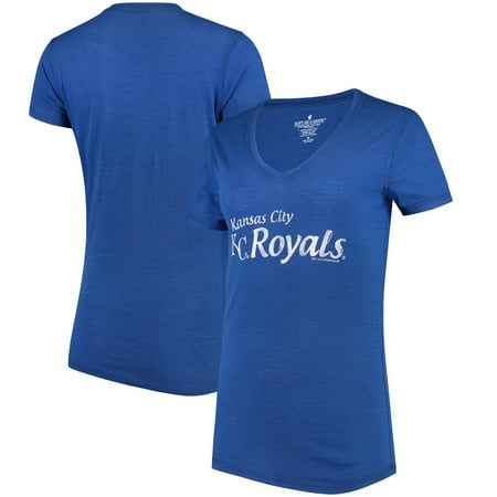 Kansas City Royals Soft As A Grape Women's Double Steal Tri-Blend V-Neck T-Shirt -