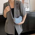 thumbnail image 1 of Bolso de mezclilla para mujer, moderno bolso cruzado con cadena y bordado a cuadros de diamantes, bolso informal con forma de media luna, 1 of 6